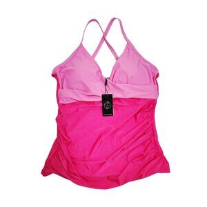 Relleciga Pink Tankini Top Size XL With Built-In Bra Cups & Adjustable Straps $1